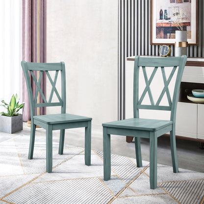 Set of 4 Armless Wood Dining Chairs with Ergonomic Fluted Seat