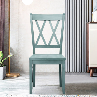 Set of 4 Armless Wood Dining Chairs with Ergonomic Fluted Seat