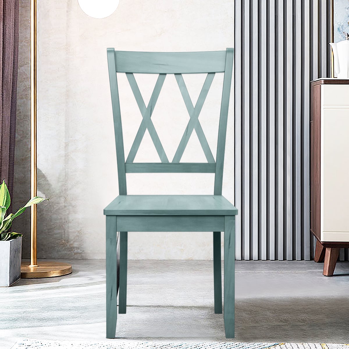 Set of 4 Armless Wood Dining Chairs with Ergonomic Fluted Seat