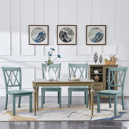 Set of 4 Armless Wood Dining Chairs with Ergonomic Fluted Seat