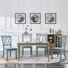 Set of 4 Armless Wood Dining Chairs with Ergonomic Fluted Seat