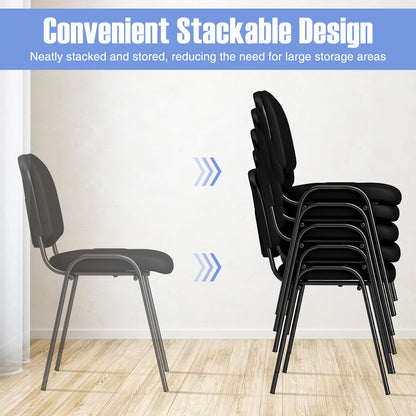 Set of 4 Waiting Room Chairs Stackable Reception Guest Chairs-Black