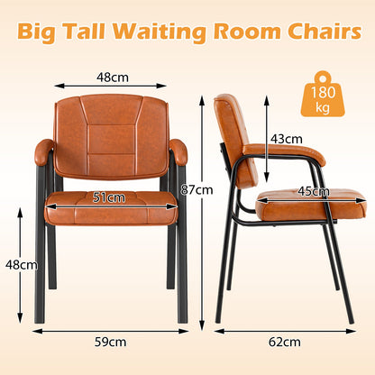 Set of 2 Big and Tall Guest Chair Waiting Room Chairfor Reception Meeting-Coffee
