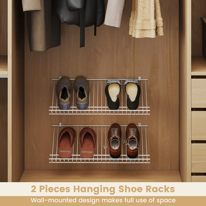 24"  Closet Shelves Wall Mounted Metal Wire Shoe Racks Set of 2