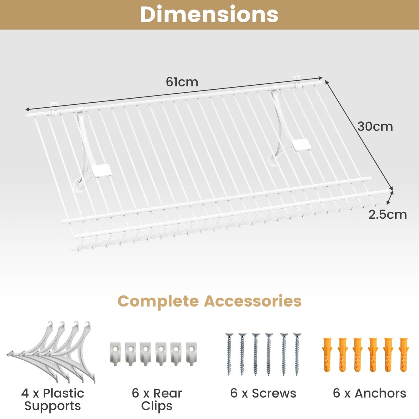 24"  Closet Shelves Wall Mounted Metal Wire Shoe Racks Set of 2