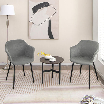 Set of 2 Dining Chairs with Ergonomic Backrest Design-Gray