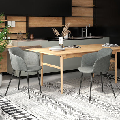 Set of 2 Dining Chairs with Ergonomic Backrest Design-Gray
