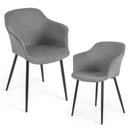 Set of 2 Dining Chairs with Ergonomic Backrest Design-Gray