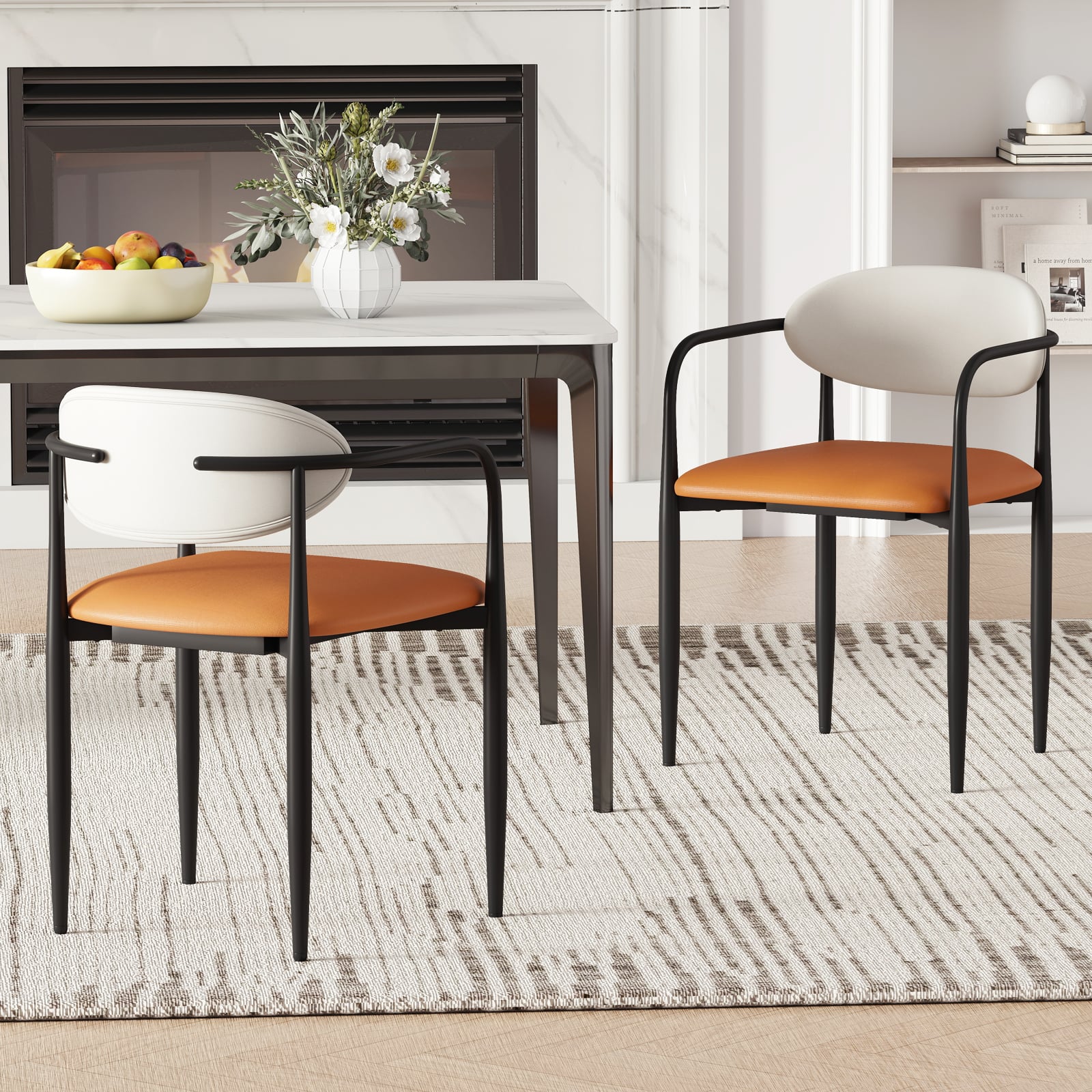 Modern Faux Leather Upholstered Dining Chairs Set of 2