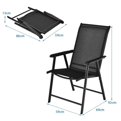 Set of 2 Folding Outdoor Dining Chairs with Ergonomic Armrests-Black