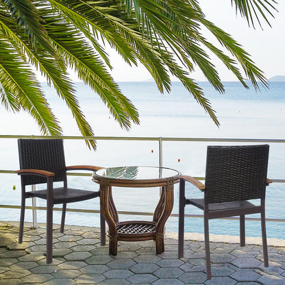 Set of 2 Outdoor PE Wicker Stackable Chairs Patio Dining Chairs