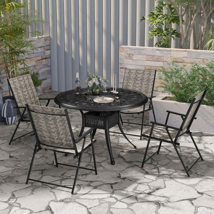 Set of 2 Patio Folding Chairs with Armrests-Grey