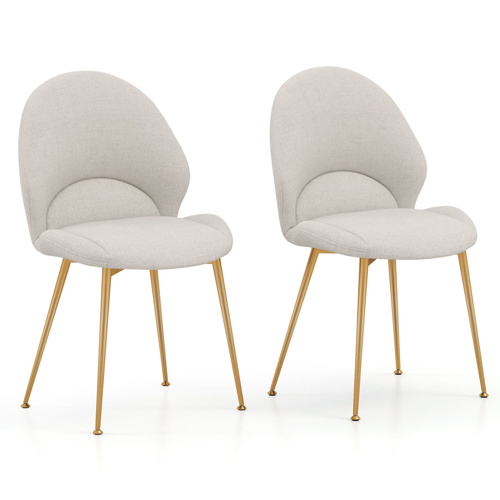 Set of 2 Upholstered Accent Chairs with Curved Backrest Adjustable Foot Pads-Grey