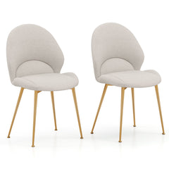 Set of 2 Upholstered Accent Chairs with Curved Backrest Adjustable Foot Pads-Grey