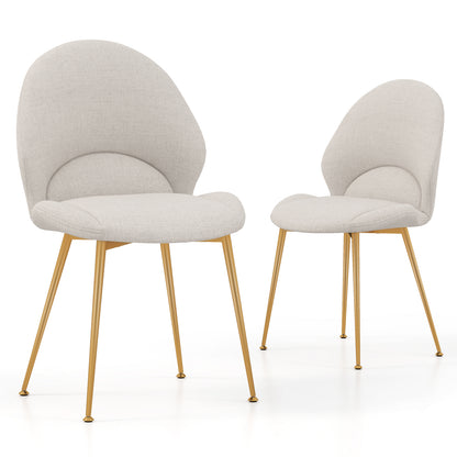 Set of 2 Upholstered Accent Chairs with Curved Backrest Adjustable Foot Pads-Grey
