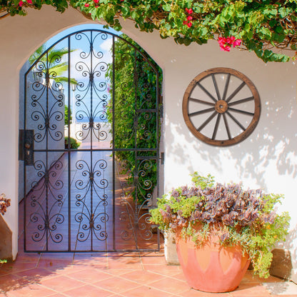 Set of 4 Decorative Wooden Wagon Wheels for Garden Bar