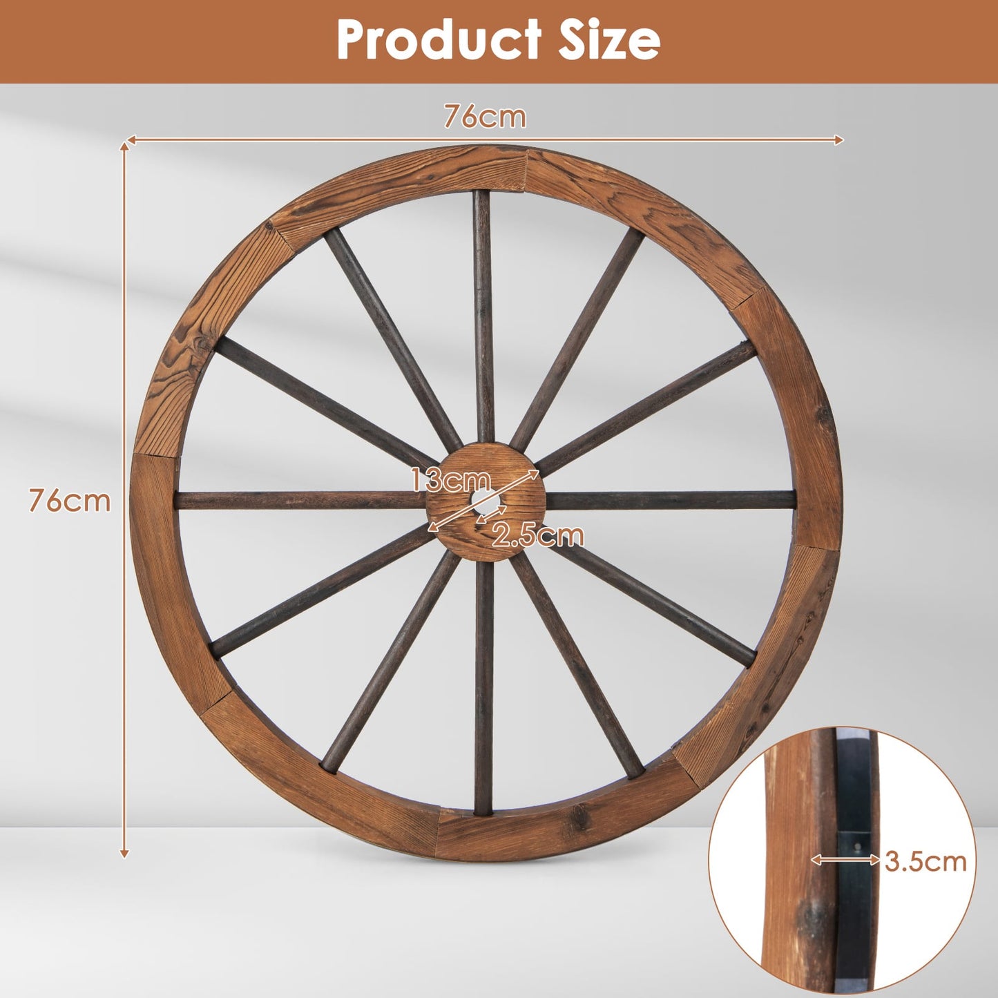 Set of 4 Decorative Wooden Wagon Wheels for Garden Bar