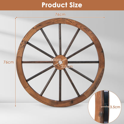 Set of 4 Decorative Wooden Wagon Wheels for Garden Bar