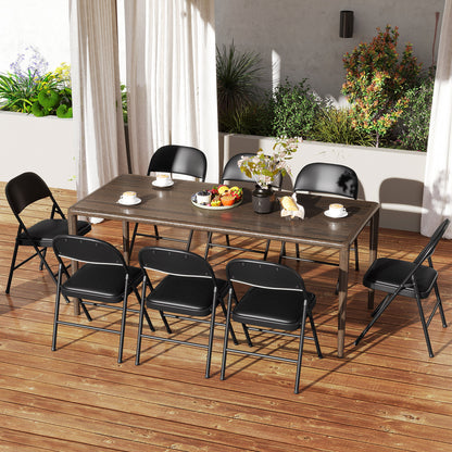 Set of 4 Folding Padded Party PVC Leather Stackable Chairs-Black
