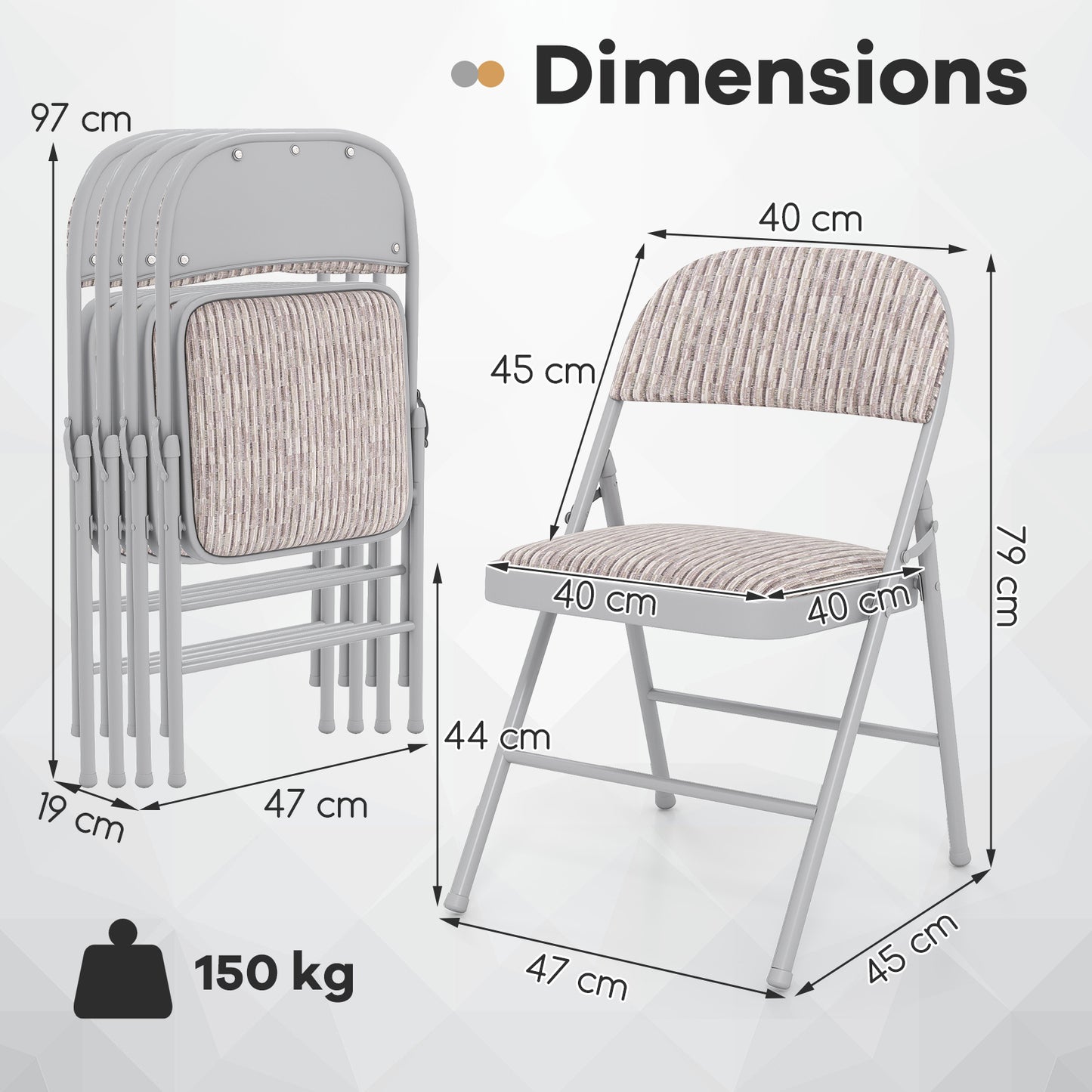 Set of 4 Folding Padded Party PVC Leather Stackable Chairs-Beige