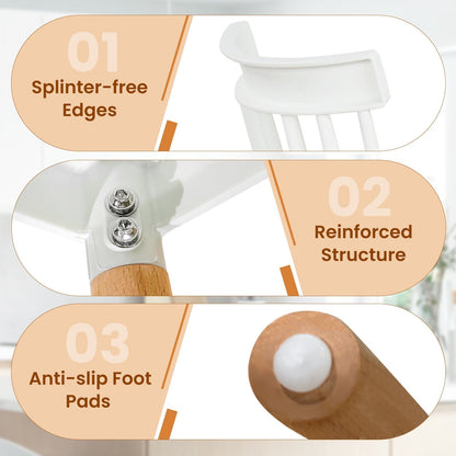 Set of 4 Windsor Dining Chairs with Spindle Backs and Curved Seats-White