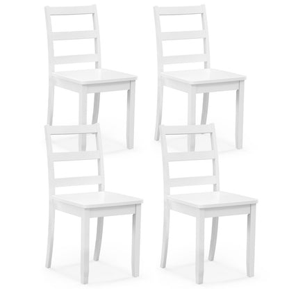 Set of 4 Dining Chairs with Back Armless Chairs with Solid Rubber Wood Legs-White