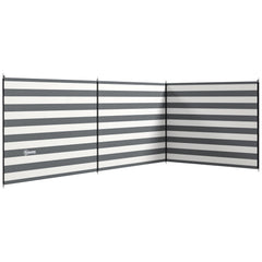 Outsunny 4 Pole Camping Windbreaks, Beach Wind Shield Shelter with Carry Bag and Steel Poles, Outdoor Caravan Privacy Shield, 540cm x 150cm, Grey and White