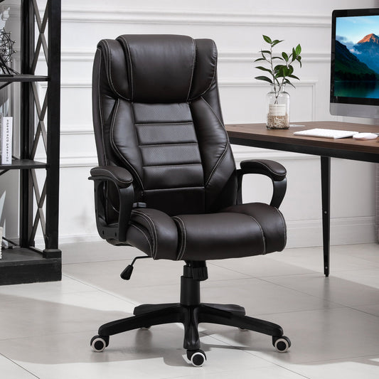 Vinsetto High Back Executive Office Chair 6- Point Vibration Massage Extra Padded Swivel Ergonomic Tilt Desk Seat, Brown