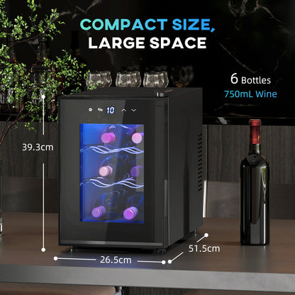 HOMCOM Six Bottle 8-18√¢‚Äû∆í Countertop Wine Fridge - Black