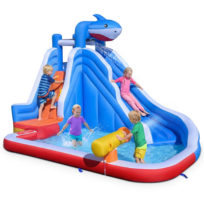 Shark-Themed Kids Water Park with Climbing Wall for Party Summer
