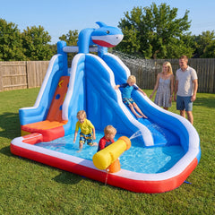 Shark-Themed Kids Water Park with Climbing Wall for Party Summer