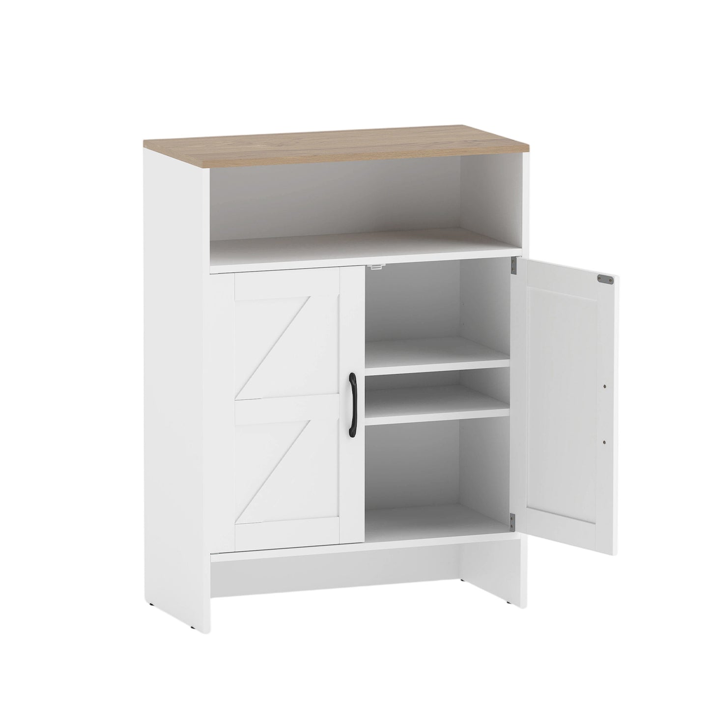 Shoe Cabinet with 2 Barn Doors and Adjustable Shelves for Entryway-White