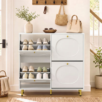 Shoe Storage Cabinet with 4 Flip Drawers for Entryway-White