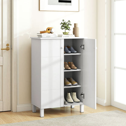 Shoe Storage Cabinet with Removable Shelves and 2 Doors for Entryway-White