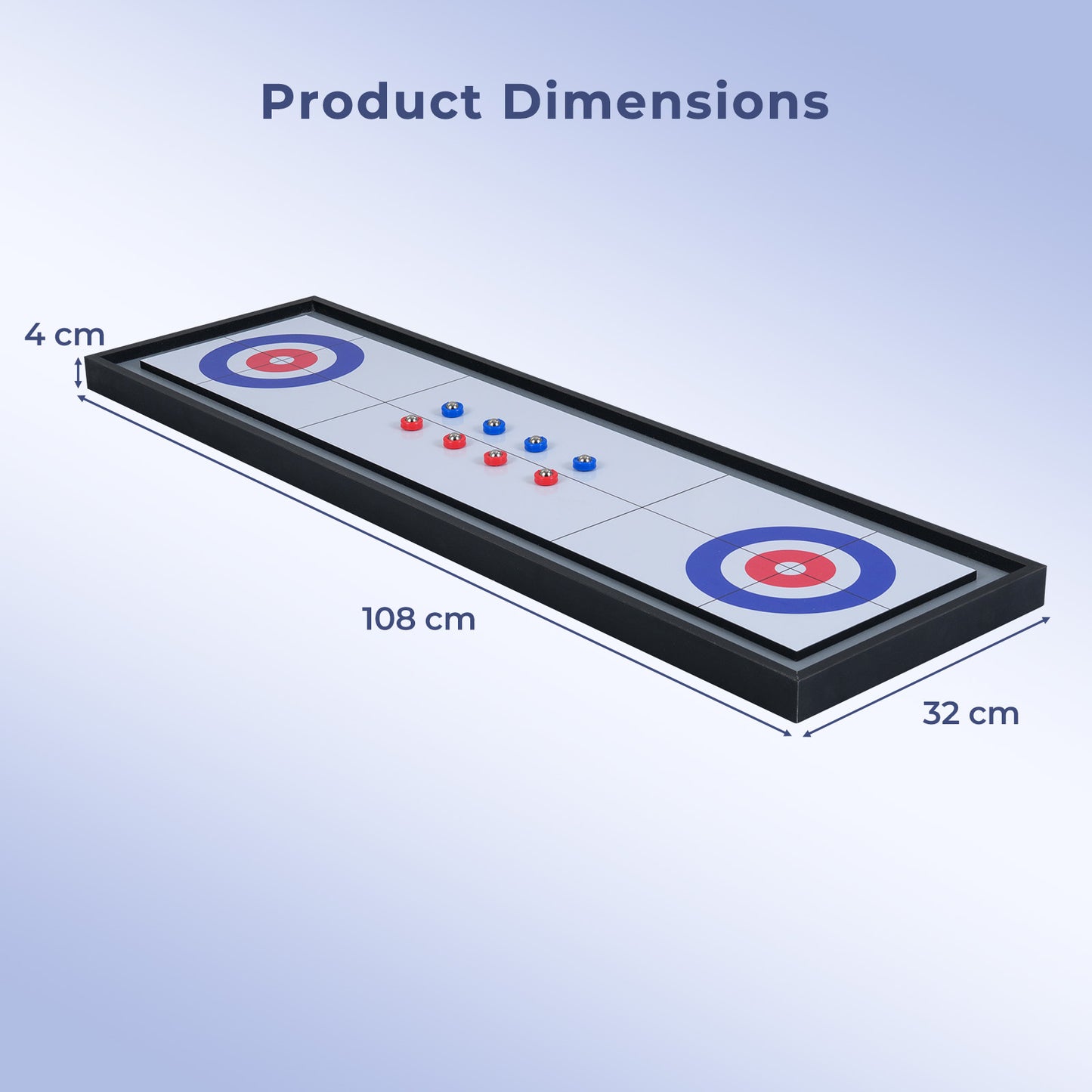 Shuffleboard and Curling 2 in 1 Board Game with 8 Rolling Pucks