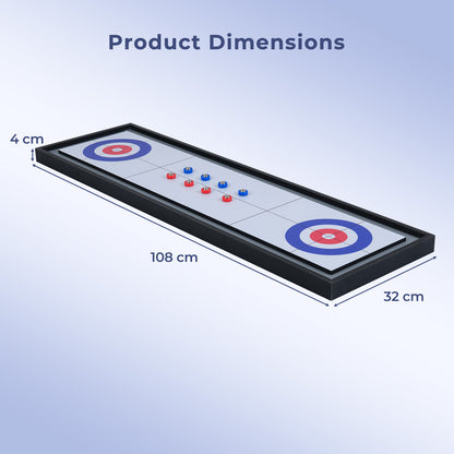 Shuffleboard and Curling 2 in 1 Board Game with 8 Rolling Pucks