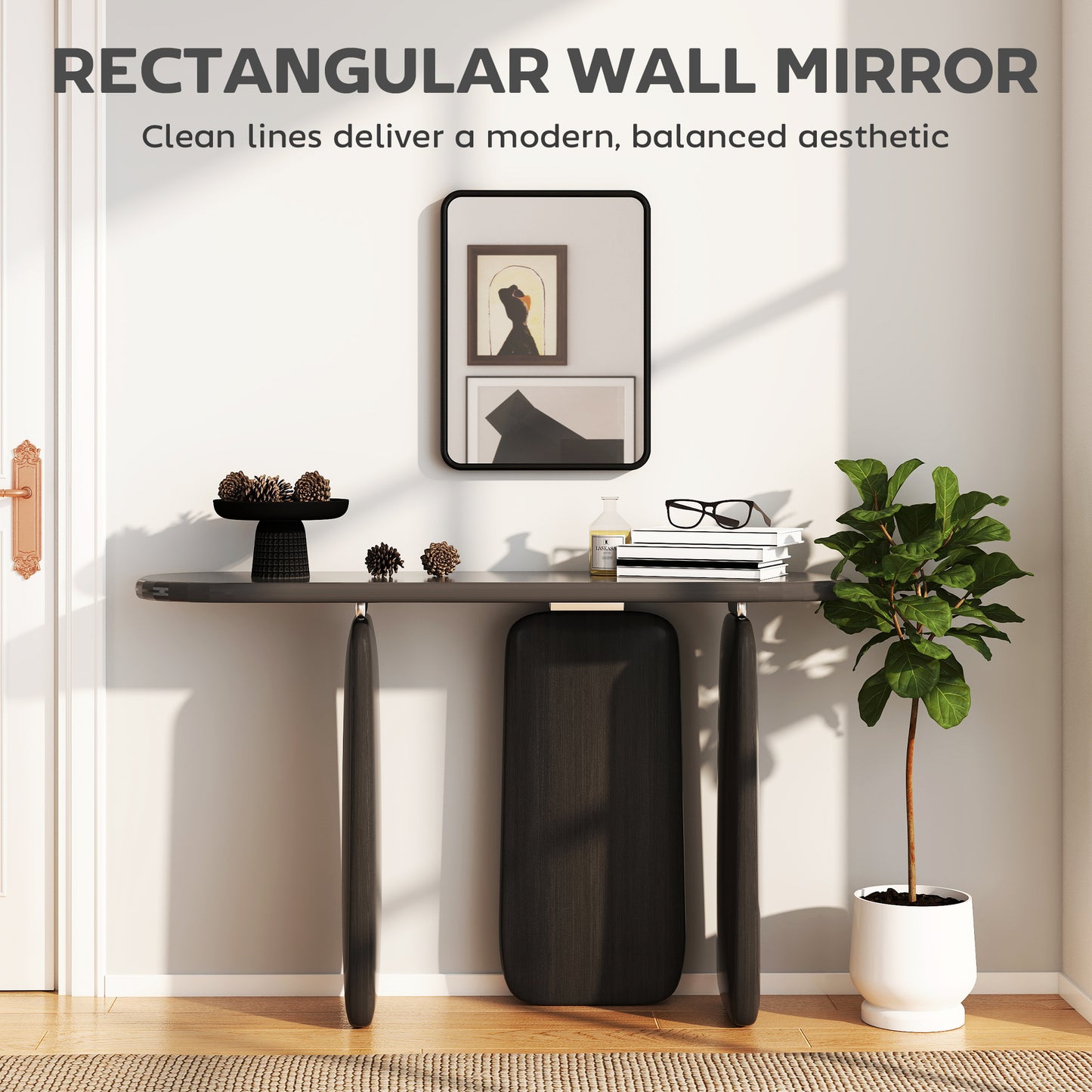 HOMCOM Rectangular Wall Mirror with HD Glass - Black