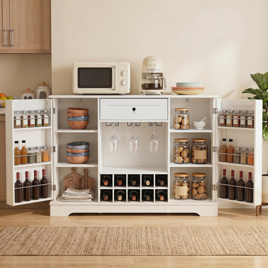 Sideboard Cabinet 120 CM Kitchen Storage Cabinet with Door Shelves-White