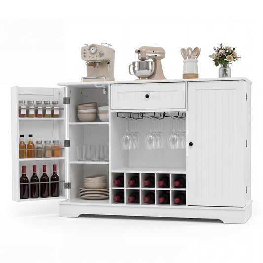 Sideboard Cabinet 120 CM Kitchen Storage Cabinet with Door Shelves-White