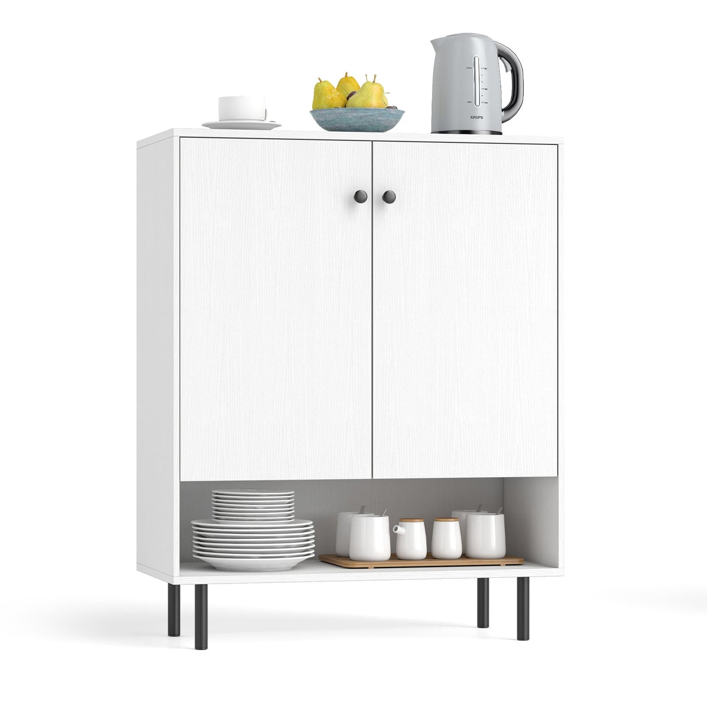 Sideboard Buffet Cabinet 2-Door Kitchen Storage Cabinet for Dining Room Living Room-White
