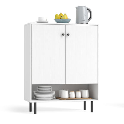 Sideboard Buffet Cabinet 2-Door Kitchen Storage Cabinet for Dining Room Living Room-White