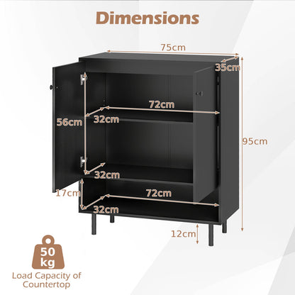 Sideboard Buffet Cabinet 2-Door Kitchen Storage Cabinet for Dining Room Living Room-Black