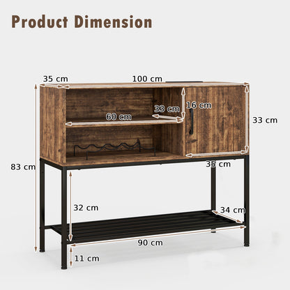 Sideboard Buffet Cabinet with Wine Racks and Storage Shelves-Rustic Brown