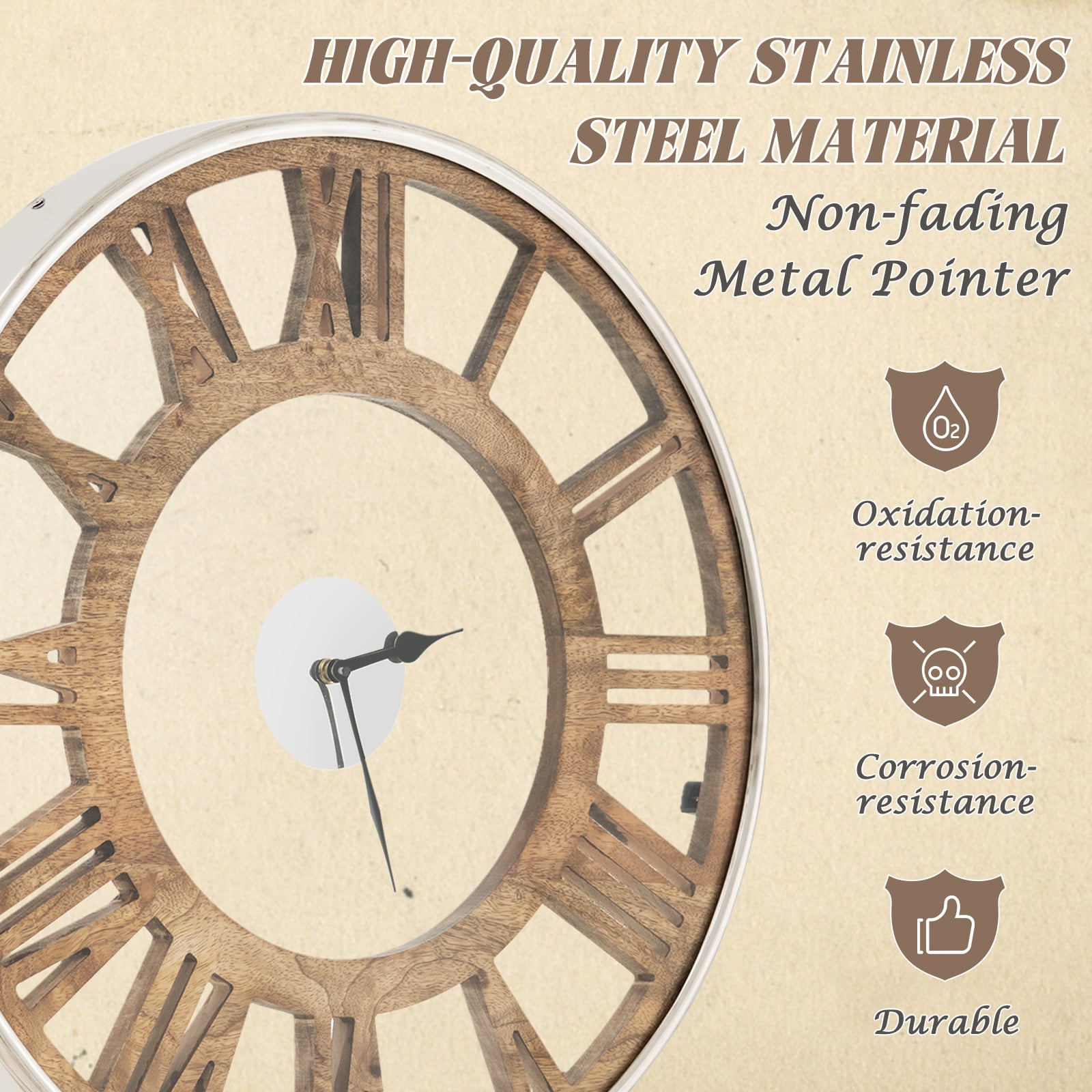 15.5/20 Inch Silent Wall Clock with Classic Frame-S