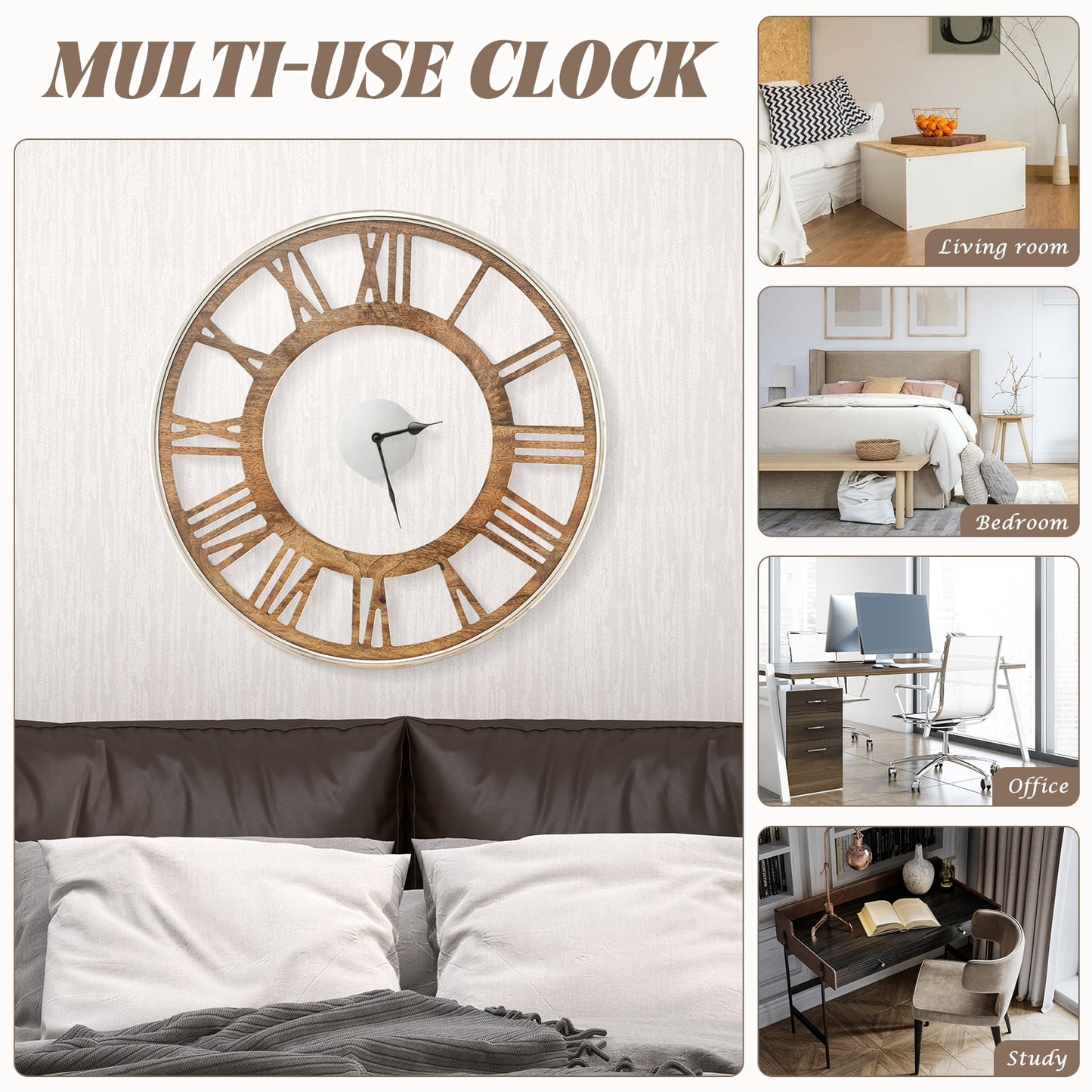15.5/20 Inch Silent Wall Clock with Classic Frame-L