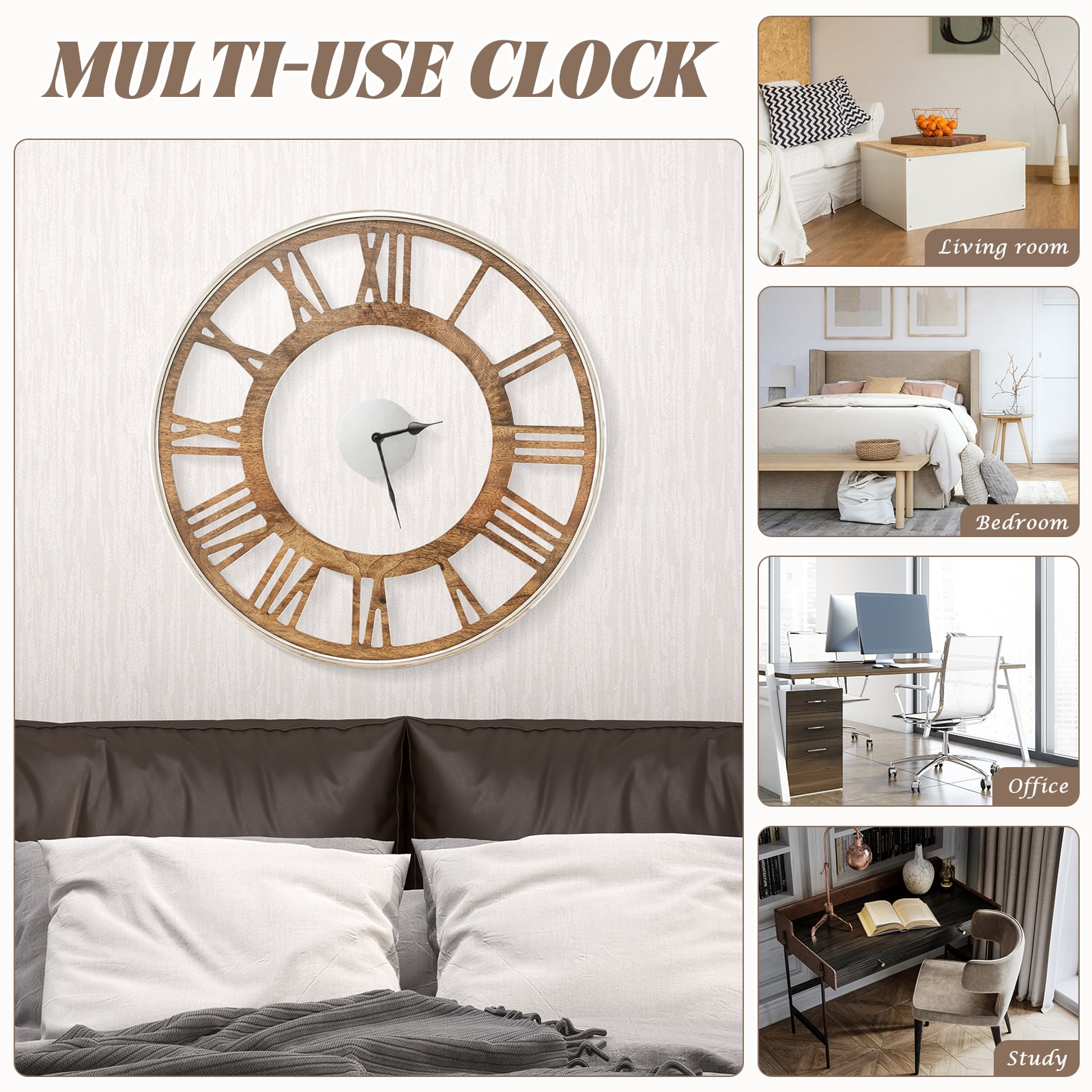 15.5/20 Inch Silent Wall Clock with Classic Frame-L