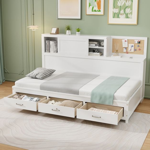 Single/Double Daybed Frame with 3 Storage Drawers-Single Size