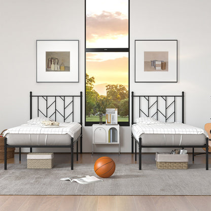 Single/Double Metal Platform Bed Frame with Headboard Black-Single Size