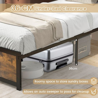 Single Size Bed Frame with High Headboard Metal Slats-S