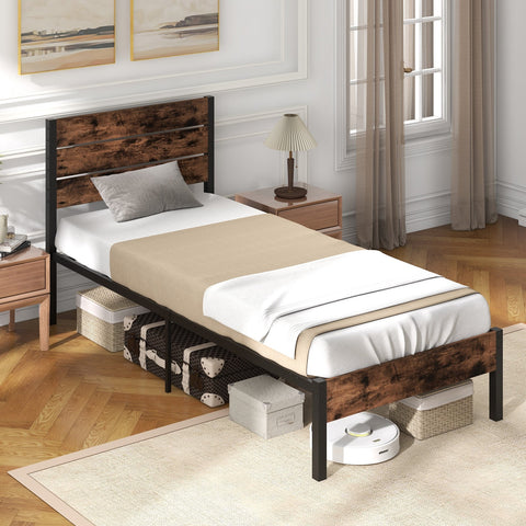 Single/Double Size Bed Frame with High Headboard-Single Size